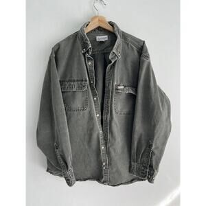 Vintage Carhartt Button Up Shirt Olive green sun faded